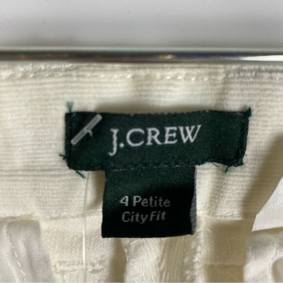 New With Tags J Crew City Fit Corduroy Trousers White Womens Size 4P - Picture 6 of 10